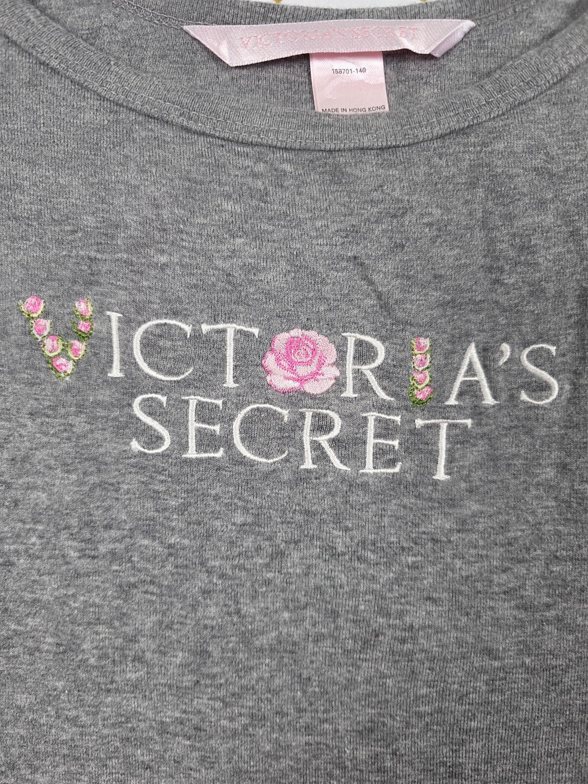Victorias Secret VINTAGE 100% Cotton Small Y2k Embroidered Logo Grey Tank Top