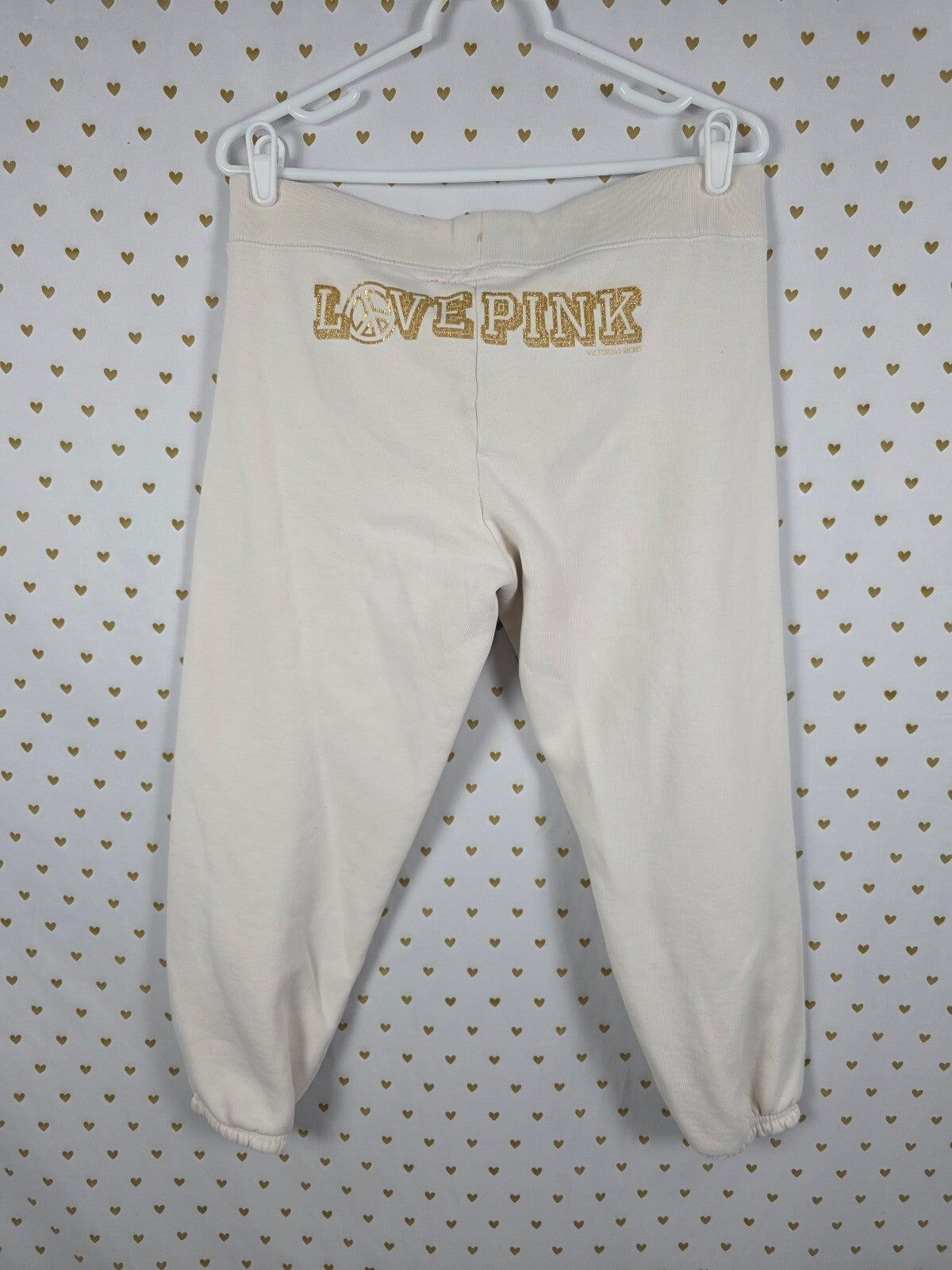 Victorias Secret PINK Vintage y2k Gold PEACE Sweats Sweatpants University MED