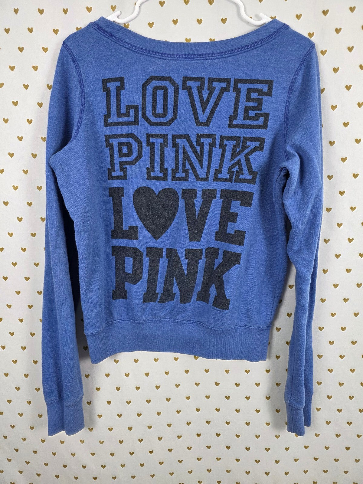 Victorias Secret Pink Vintage Crew Sweater Shirt Blue Y2k Medium
