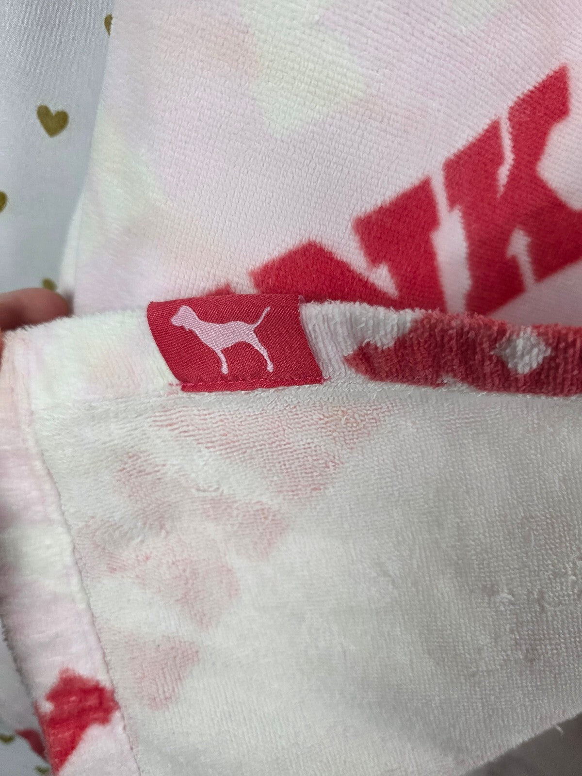 Victoria's Secret PINK Polka Dot Plush Spa Bath Wrap Towel Cover Up Logo