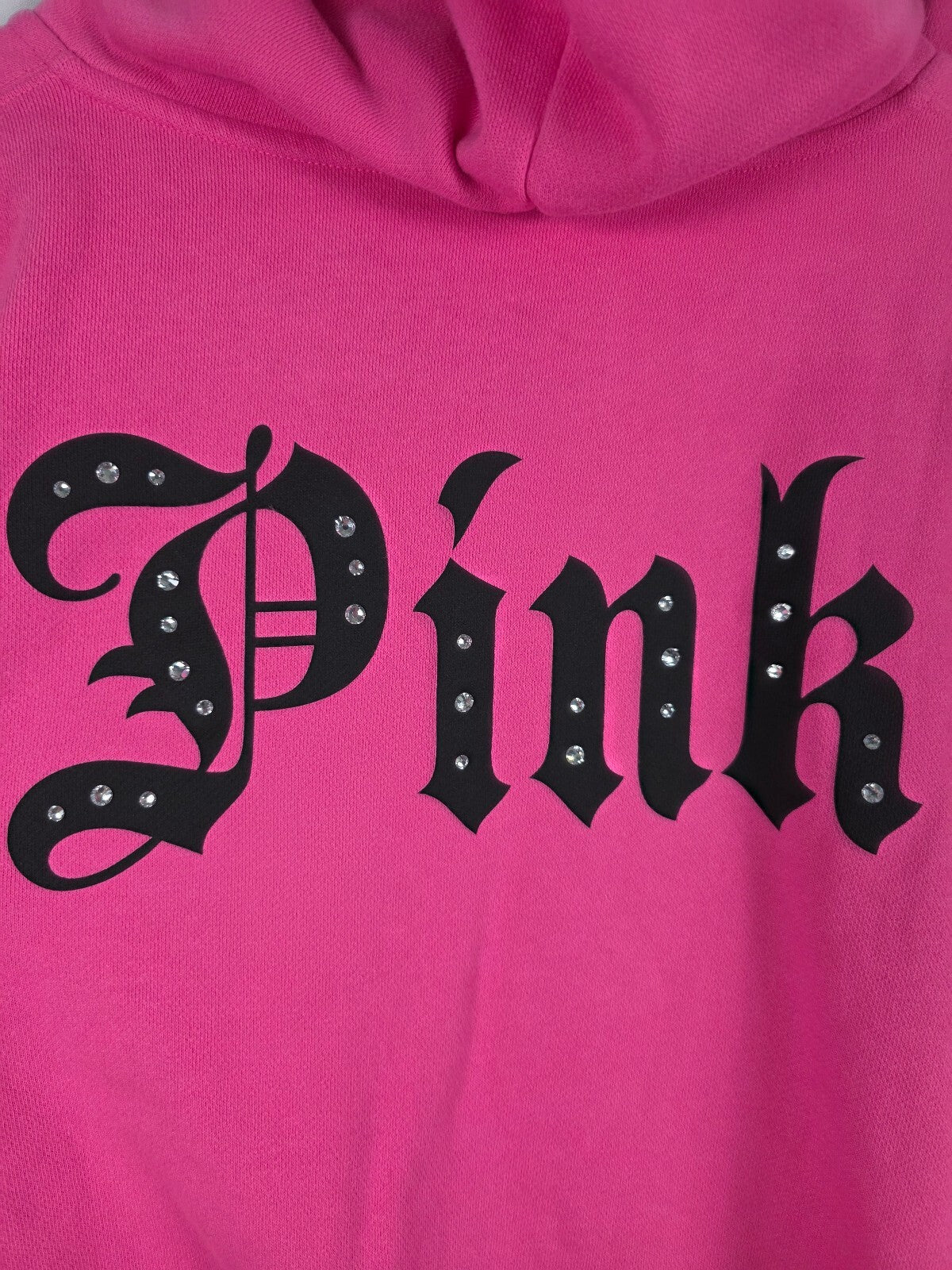 Victoria's Secret PINK Old English BLING Hoodie Sweatpants Gothic Halloween M L