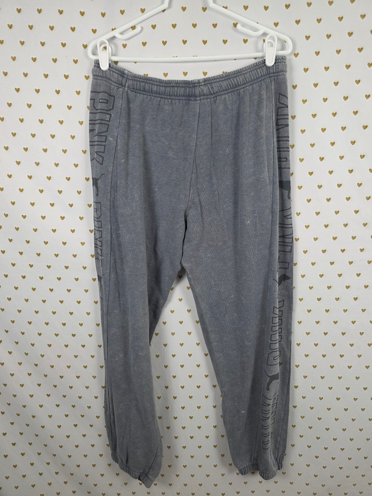 Victorias Secret PINK Vintage Grey Dog Logo Sweats Sweatpants Y2k Small