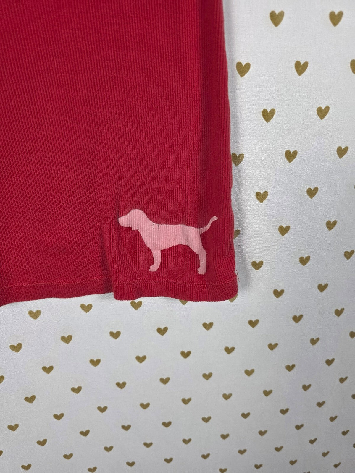 Victorias Secret PINK Vintage Ribbed Tank Top Red Dog Logo Medium