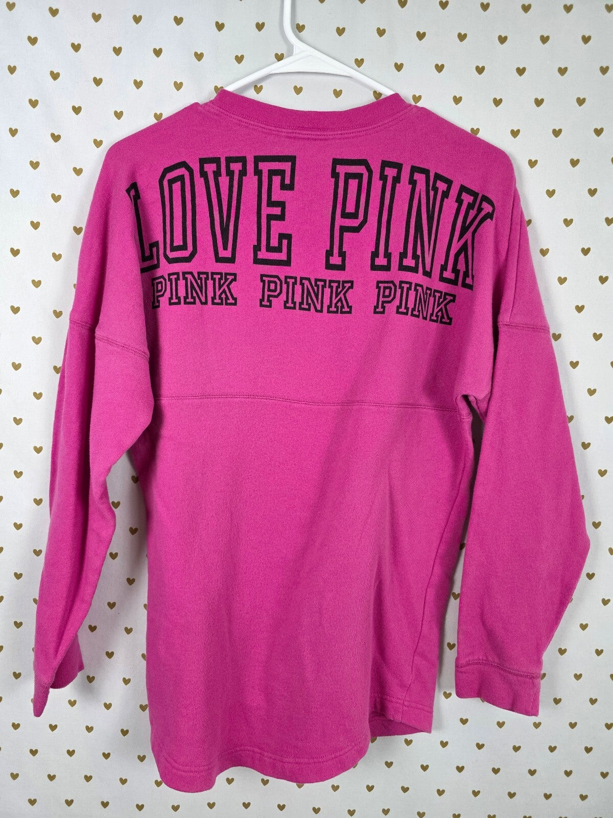 Victorias Secret Pink Magenta Logo Sweater Shirt XS Oversized