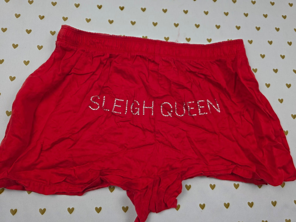 Victorias Secret PINK Sllky SLEIGH QUEEN SMALL Sleep Shorts Boxers Pajama Bottom