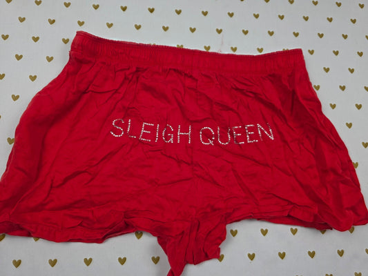 Victorias Secret PINK Sllky SLEIGH QUEEN SMALL Sleep Shorts Boxers Pajama Bottom