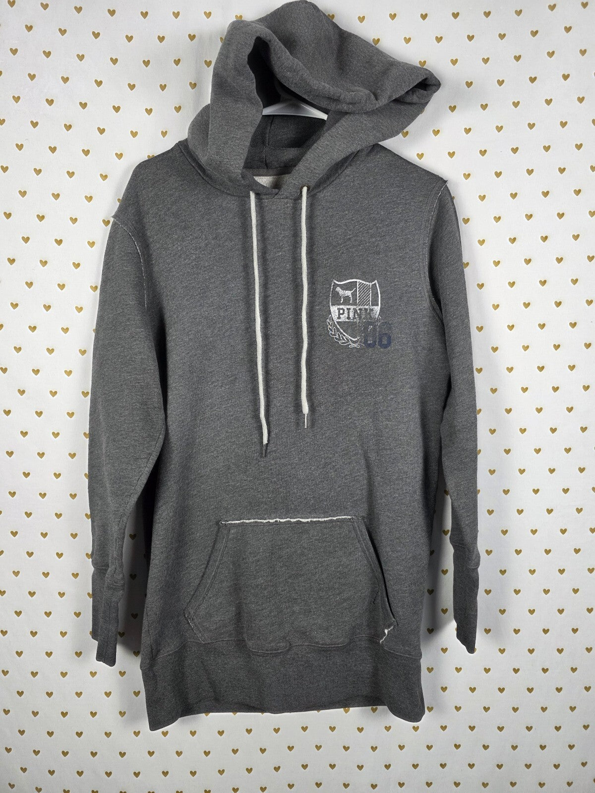 Victorias Secret PINK University Pullover Hoodie Sweater Dress Grey Large