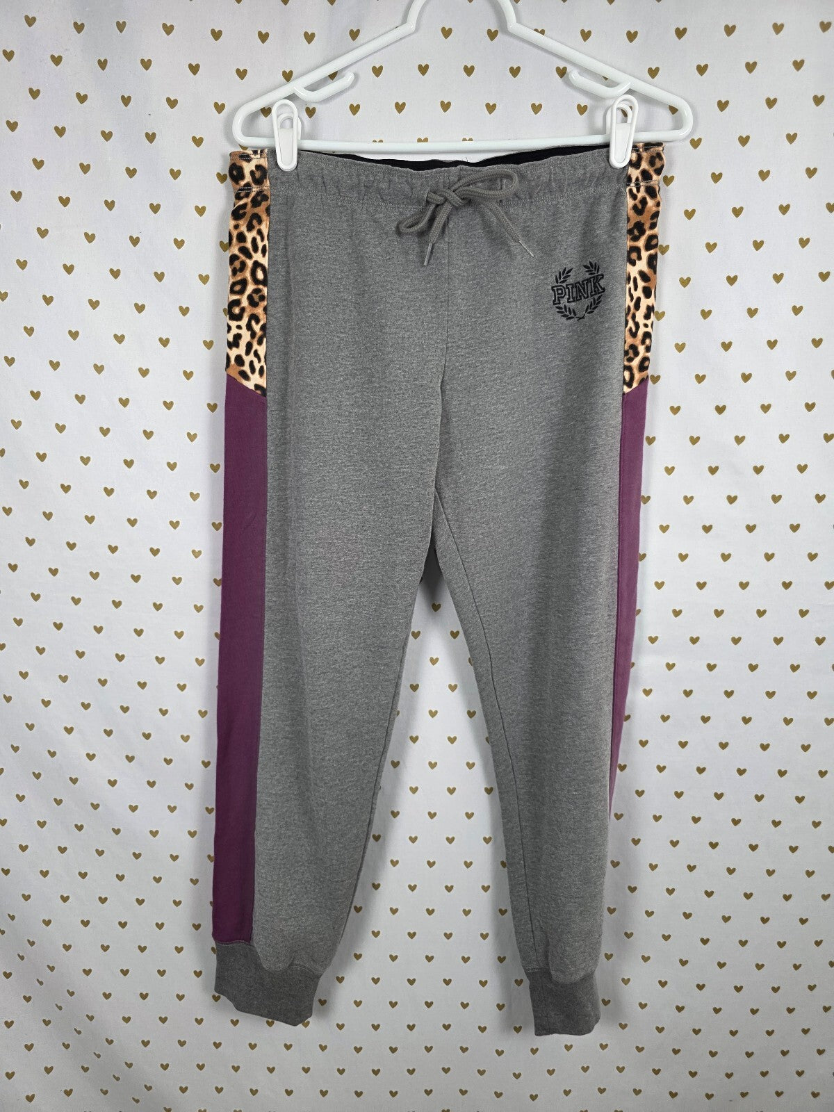 Victorias Secret Pink Leopard Cheetah Quarter Zip Sweater SET MEDIUM Sweats 2pc