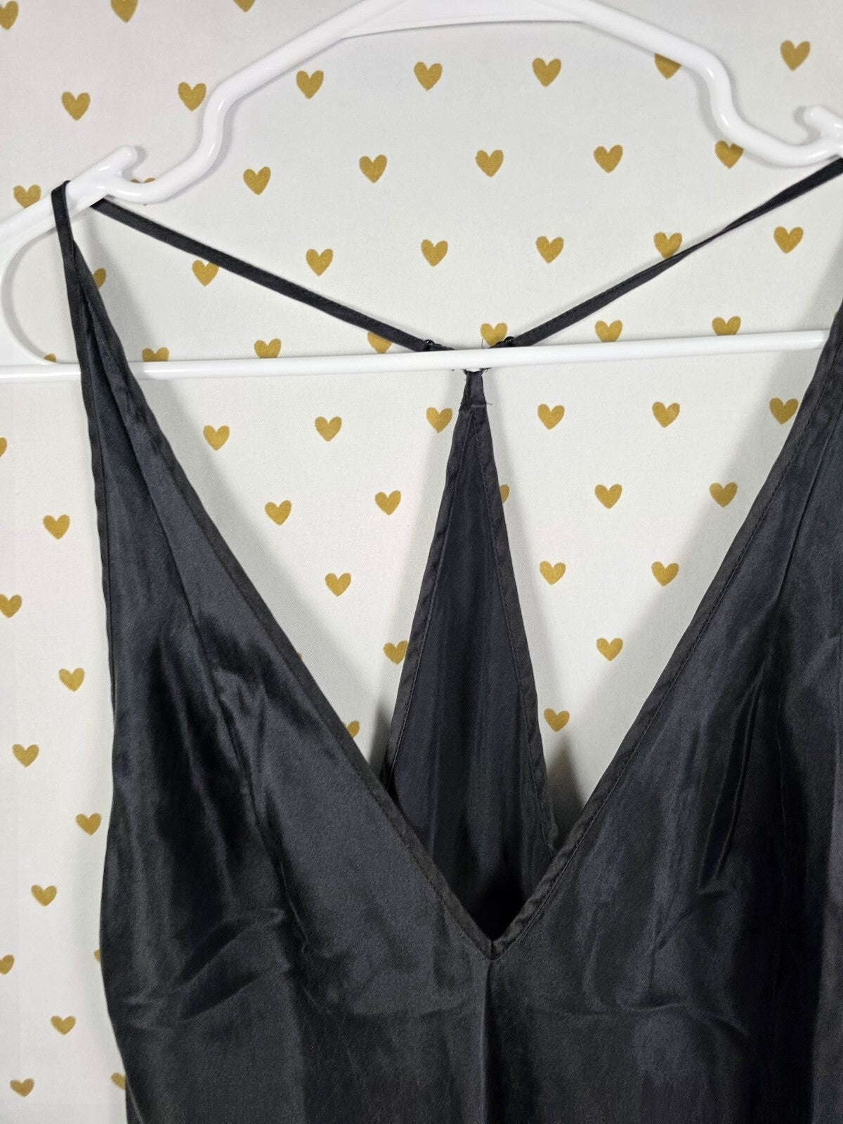 2003 Victoria's Secret 100% Silk Black Tulle Maxi Slip Gown L Y2K