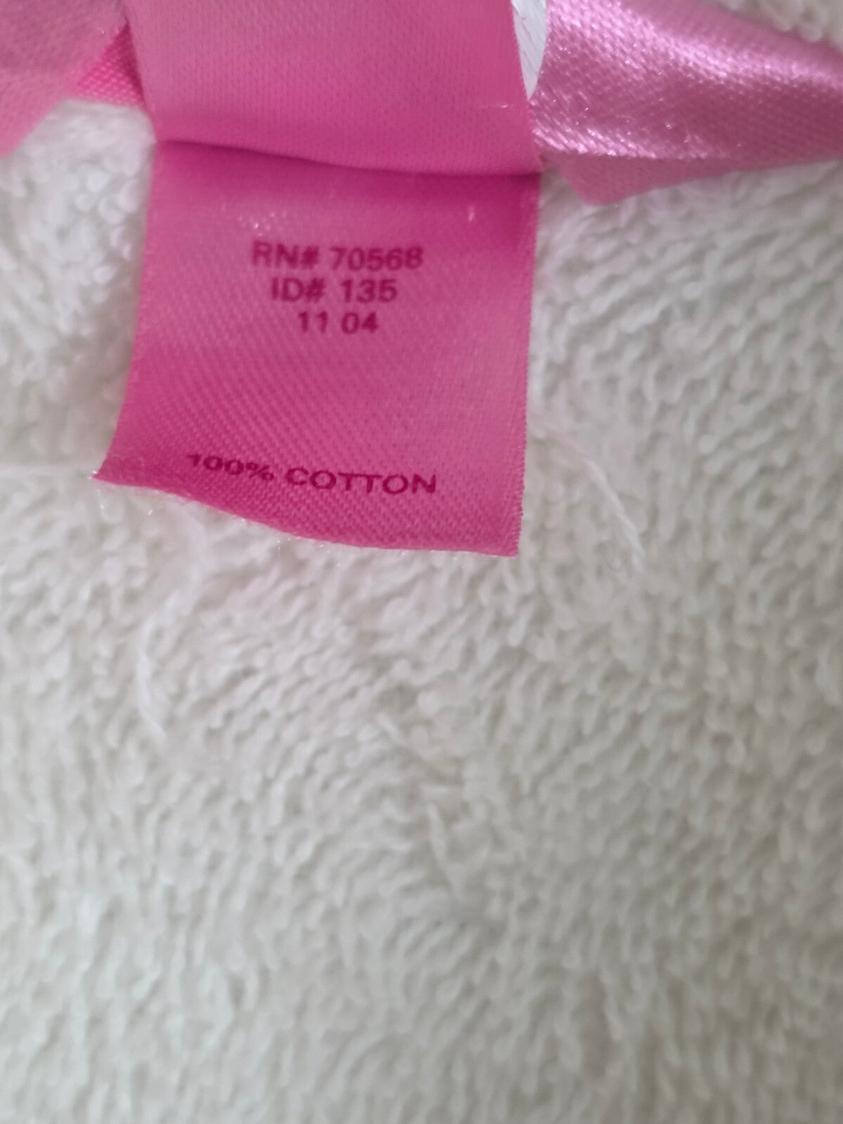 Victoria's Secret PINK Plush Terry Robe White Pink Polka Dot Dog XS/S 2004