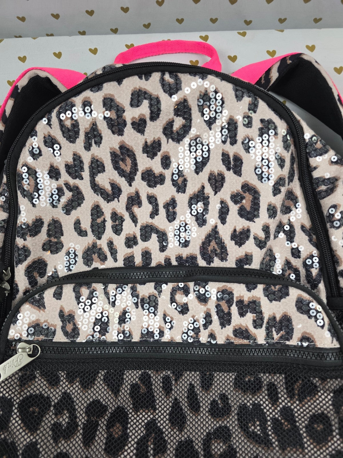 Victoria’s Secret PINK Leopard Sequin BLING Backpack Hot Pink Y2K