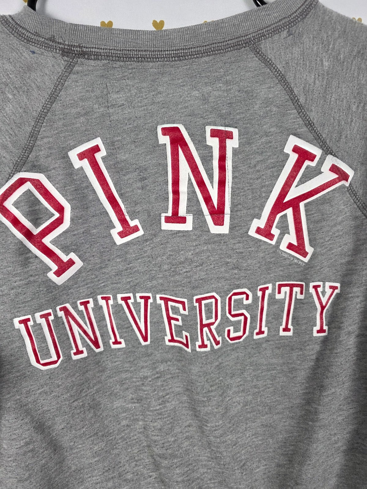Victorias Secret Pink Grey Vintage University Crew Sweater Y2k MEDIUM