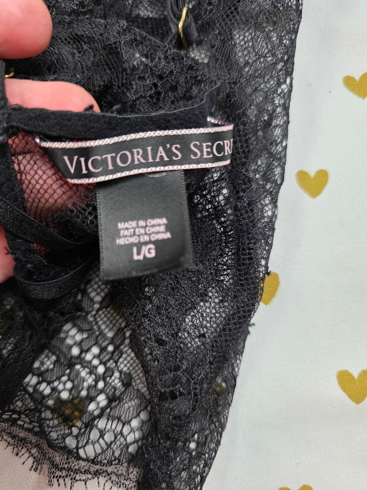 Victorias Secret Sheer Lace Sexy Lingerie Teddy Bodysuit Black V String Large