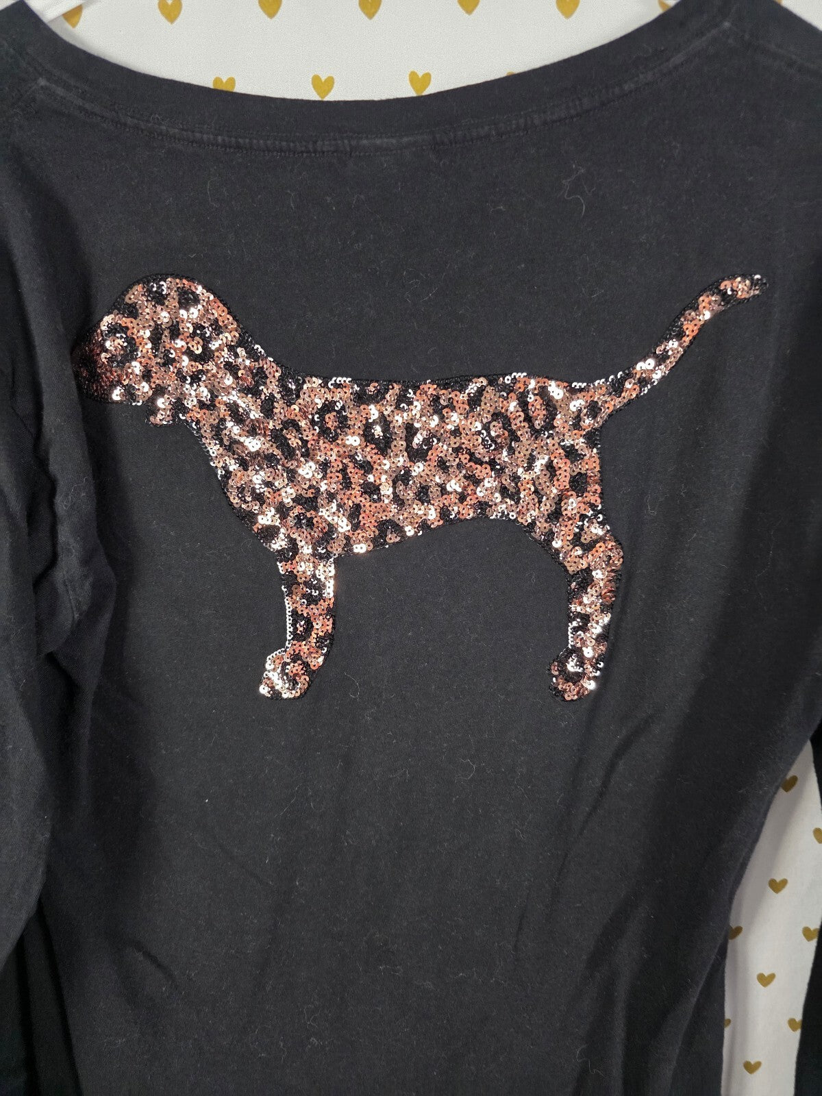 Victorias Secret PINK Bling Cheetah Leopard Long Sleeve Sequined Tee shirt XS