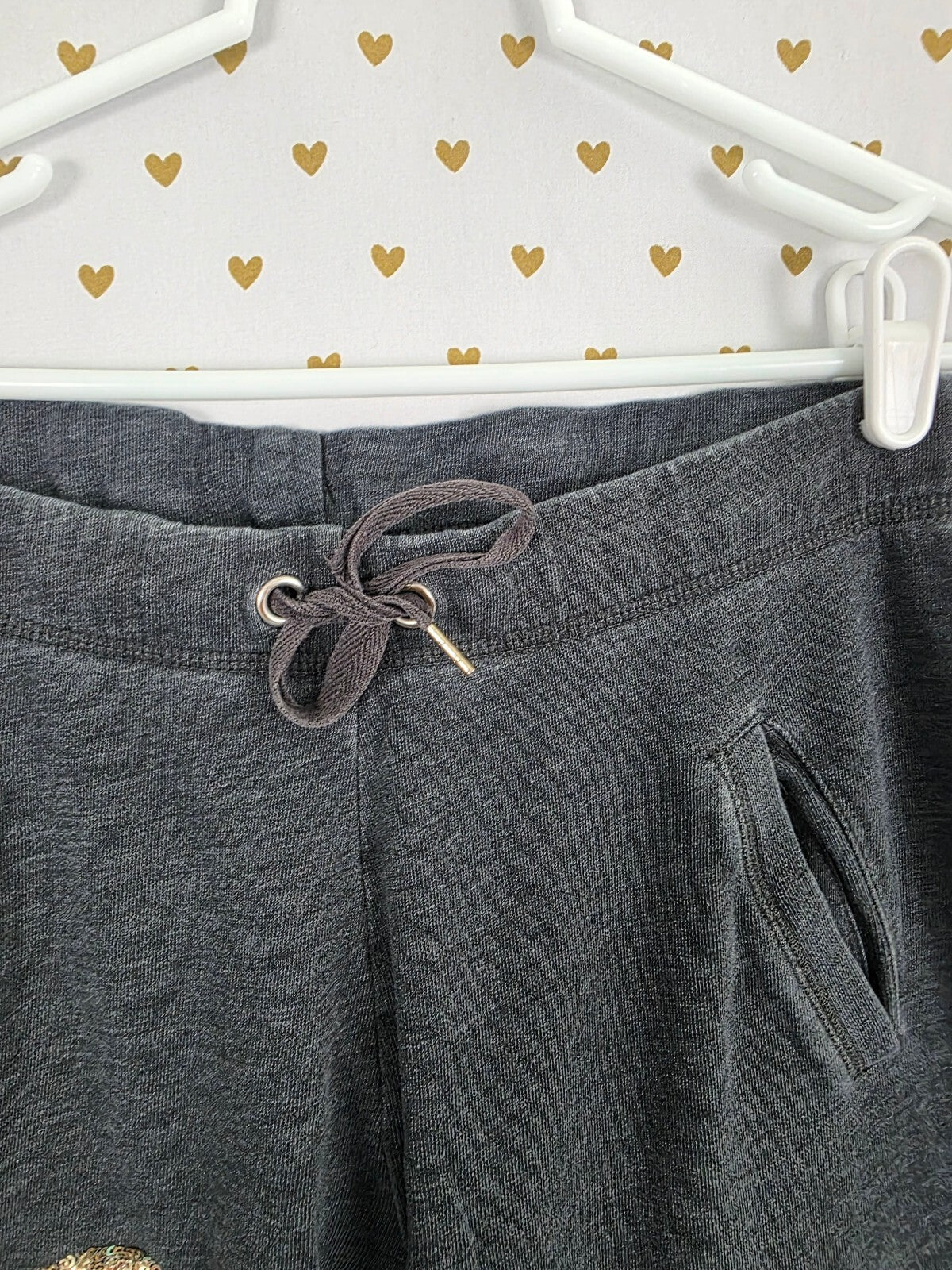 Victorias Secret Bling ANGEL Heart Gold Sequined Sweats Flare XS