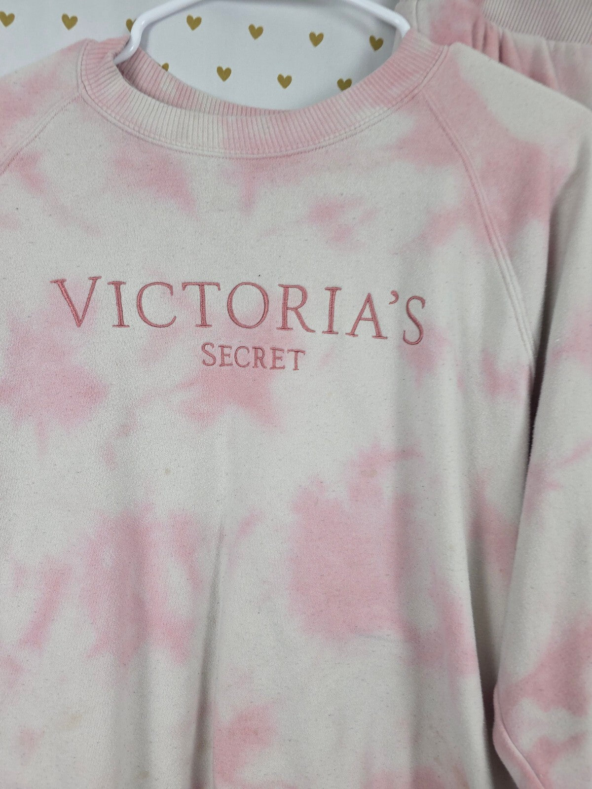 Victorias Secret Tye Dye Super Soft Pink Sweater Sweats Outfit Set XL