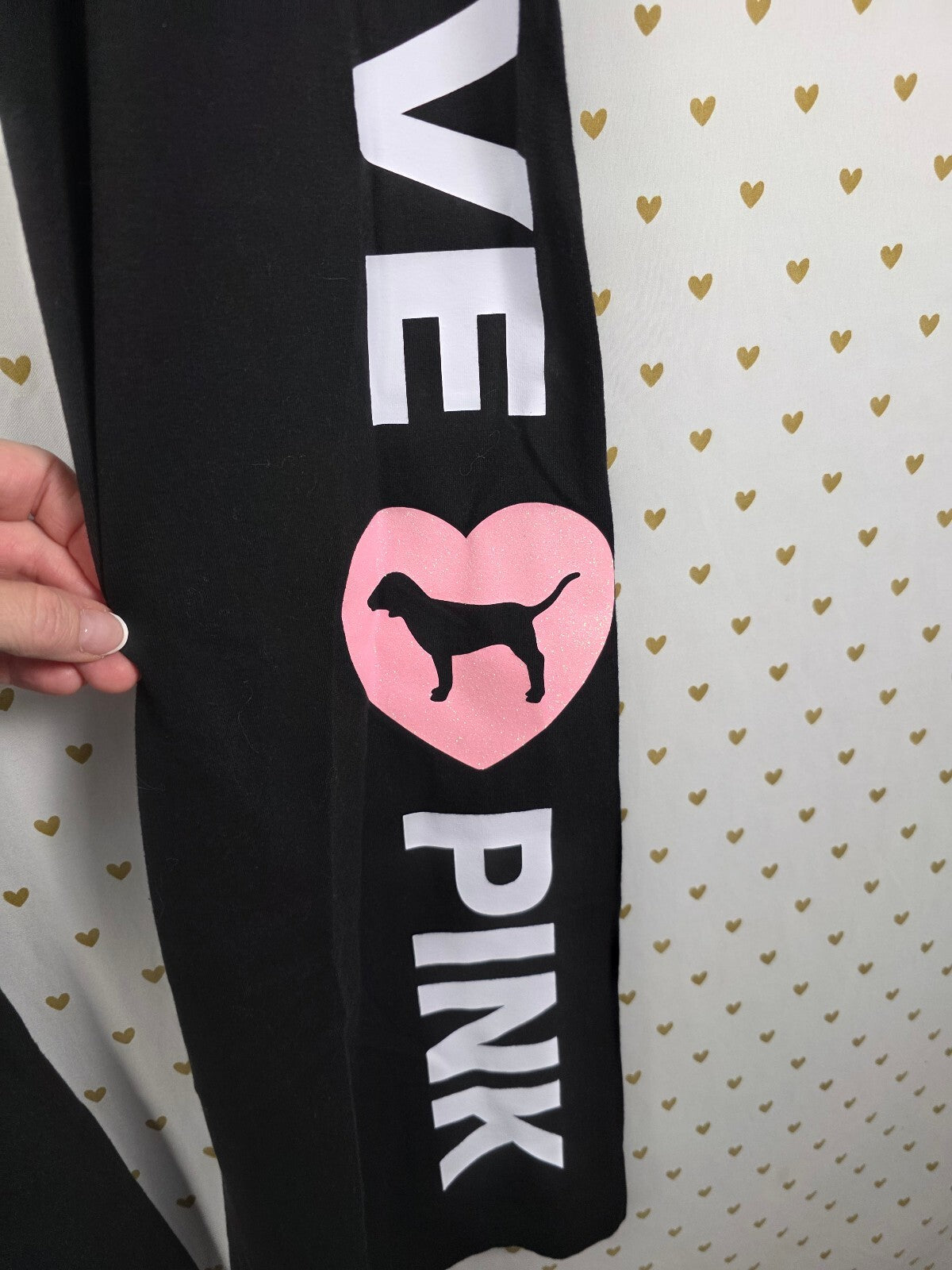 Victorias Secret PINK Polka Dot Campus Originals Foldover Flare Yoga Pants XL