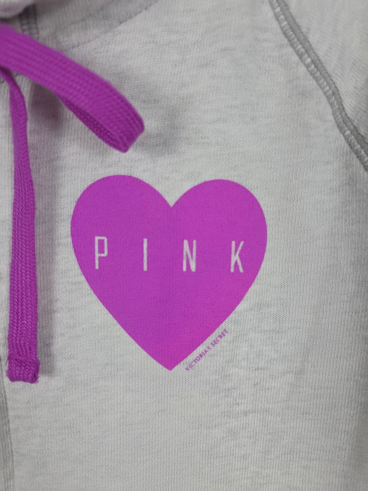 Victorias Secret Pink Purple Heart Logo Full Zip Hoodie Jacket LARGE