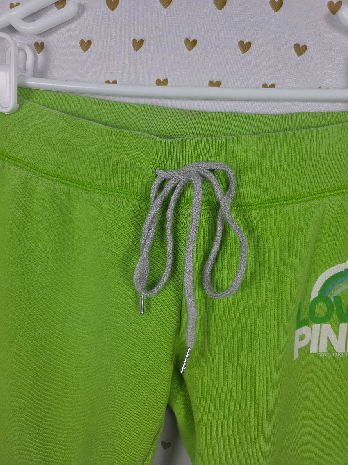 Victorias Secret PINK Vintage Lime Green Sweats Sweatpants Y2k Logo Butt XS