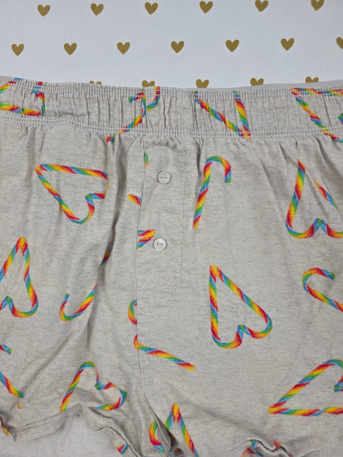 Victorias Secret PINK Rainbow Heart Large Sleep Shorts Boxers Pajama Bottoms