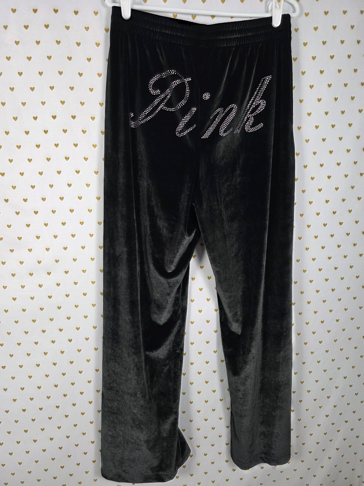 Victorias Secret Pink VELOUR BLING Hoodie Jacket Sweats SET 2pc LARGE