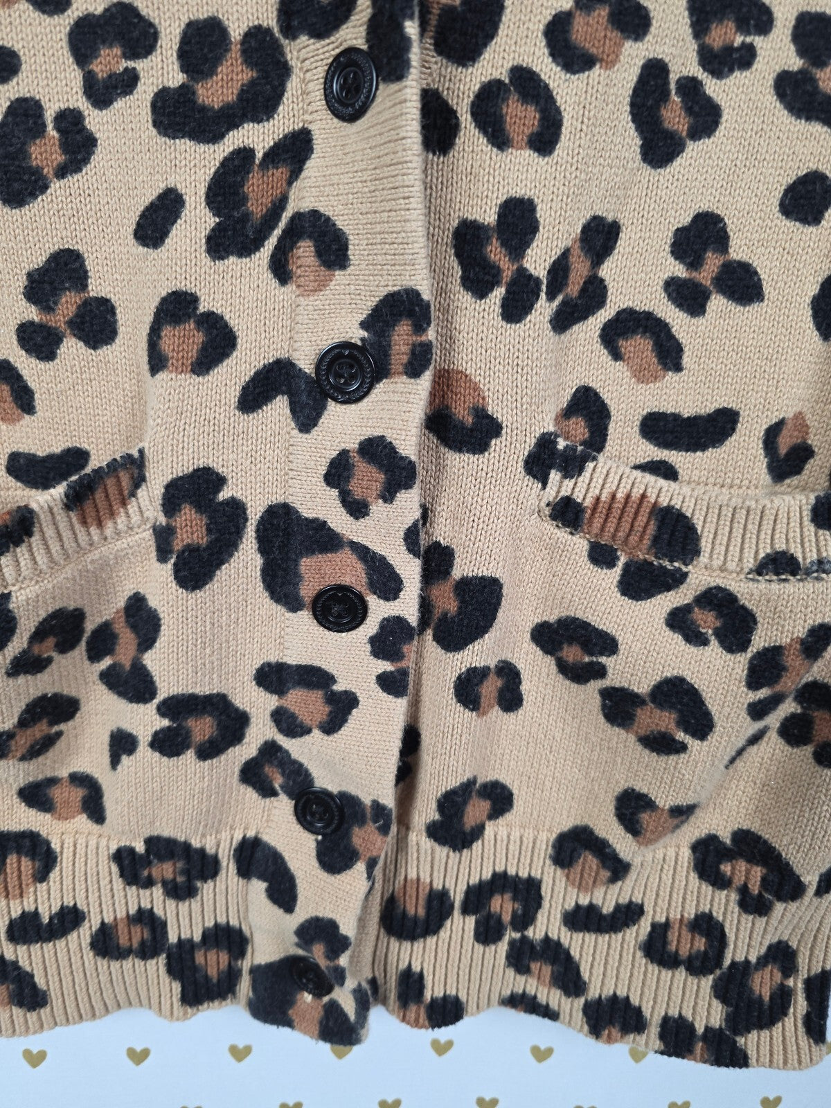 Victoria's Secret PINK Leopard Cardigan Sweater L Tan Animal Print 100% Cotton