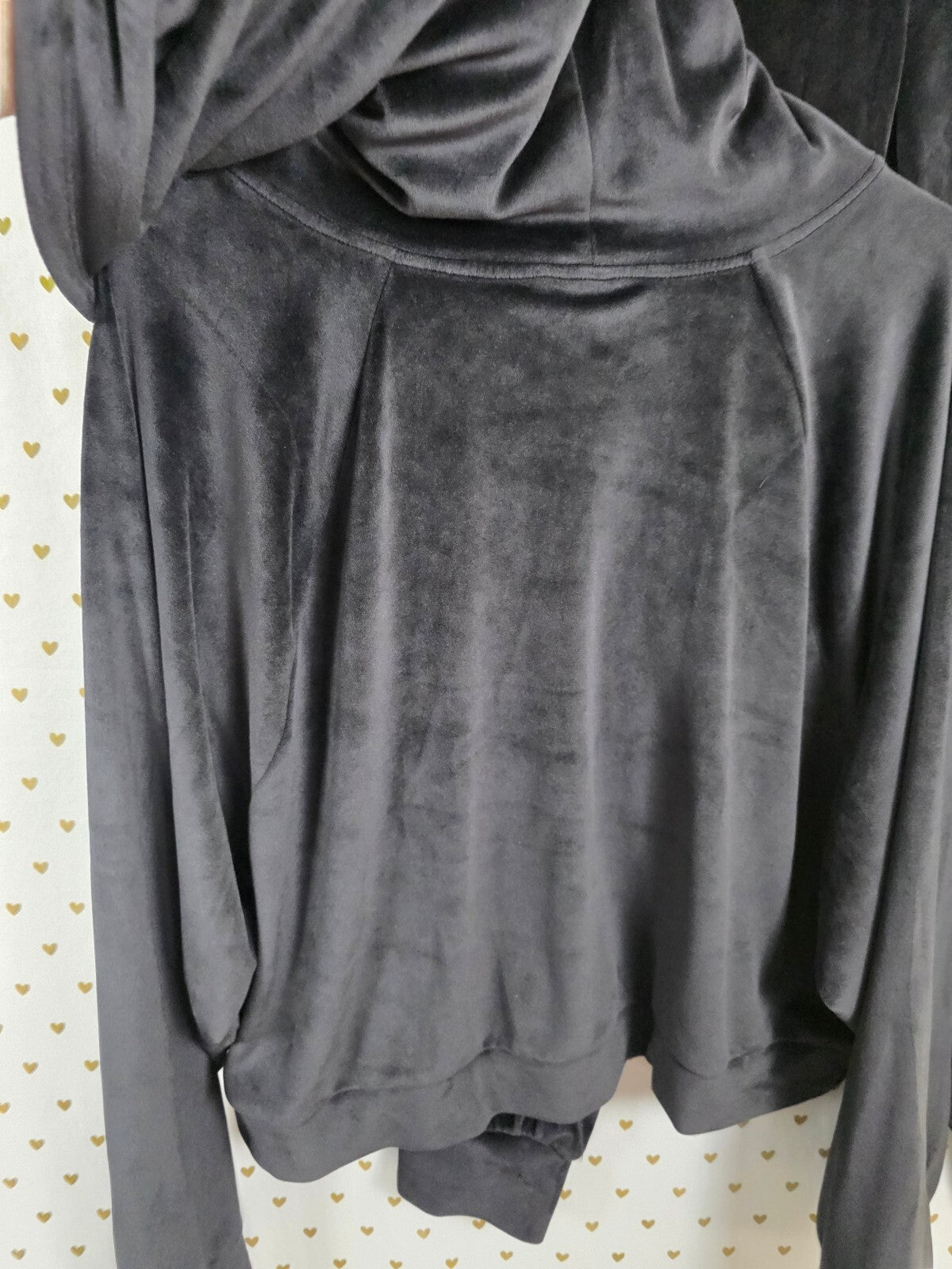 Victorias Secret Black Velour On Point Full Zip Hoodie Jacket Sweats XL