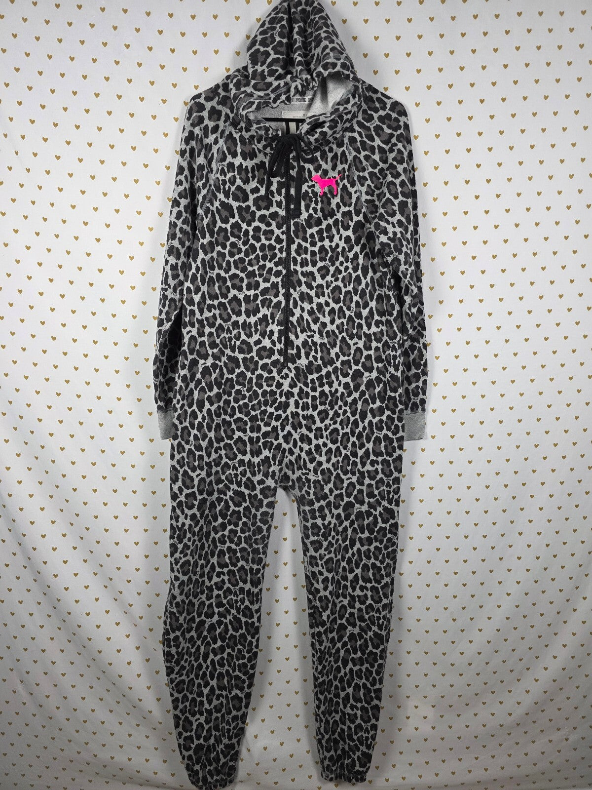 Victoria's Secret PINK 2012 Fashion Show Leopard Jumpsuit Onesie M Hooded HTF