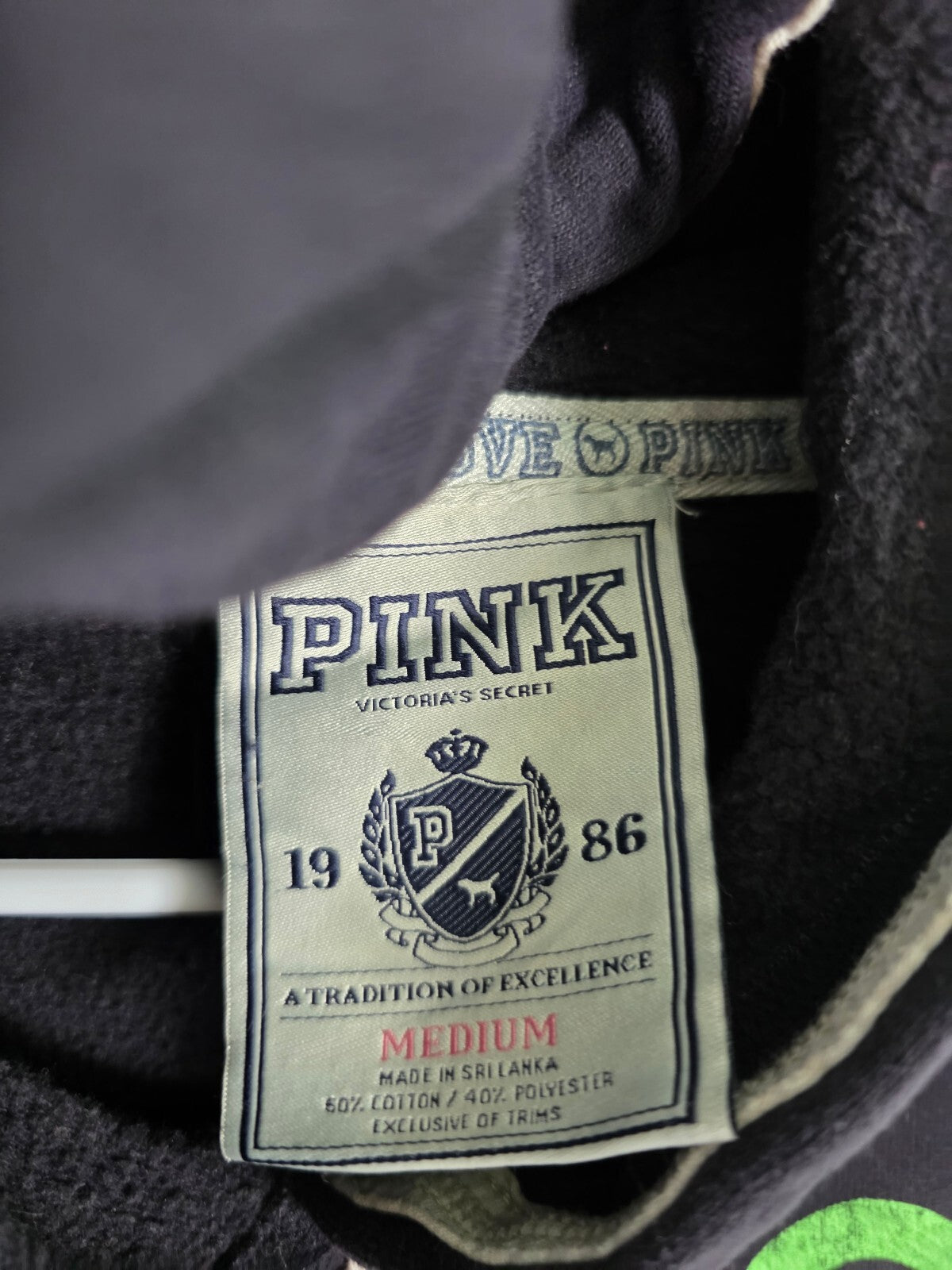 Victorias Secret Pink Vintage Pullover Hoodie LOVE Recycle Y2k MEDIUM