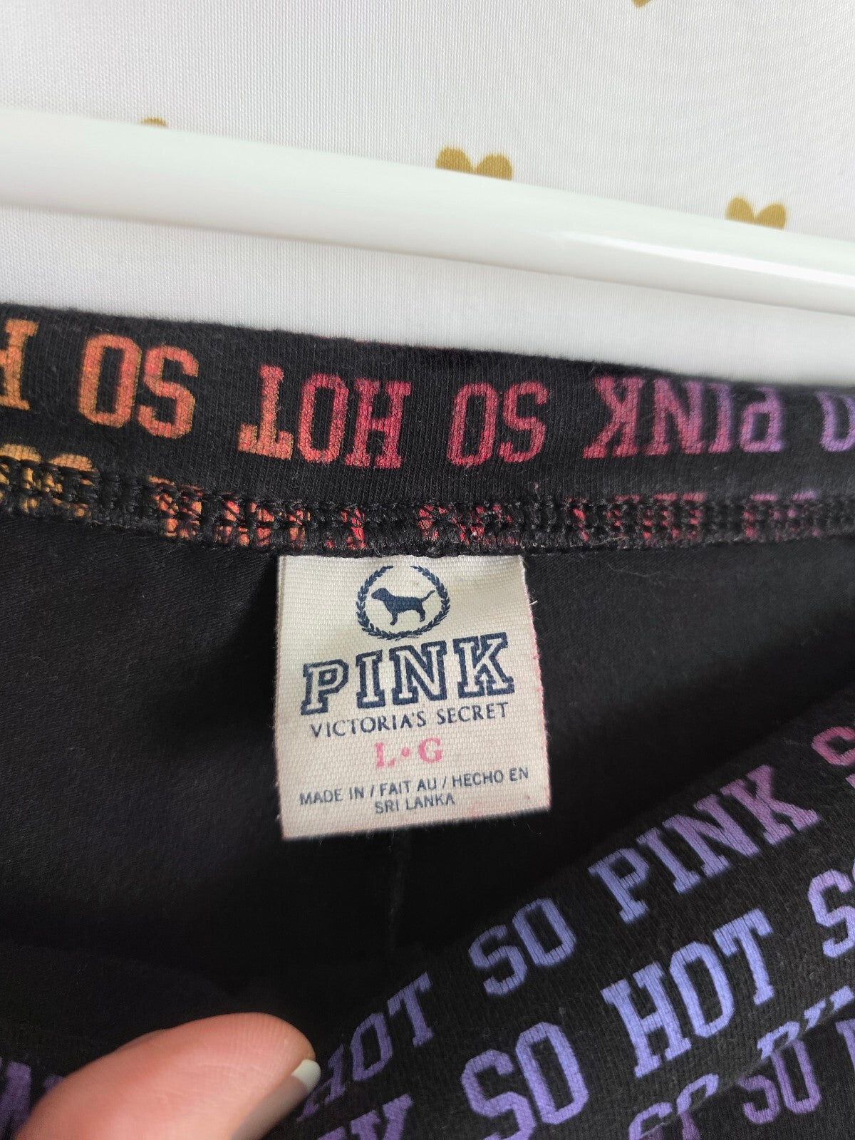 Victoria's Secret PINK Yoga Crop Pants L Foldover SO HOT Rainbow Waist Y2K