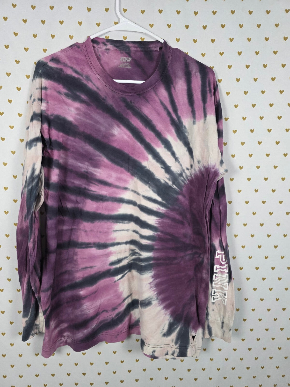 Victorias Secret PINK Tye Dye Long Sleeve Tee shirt LARGE