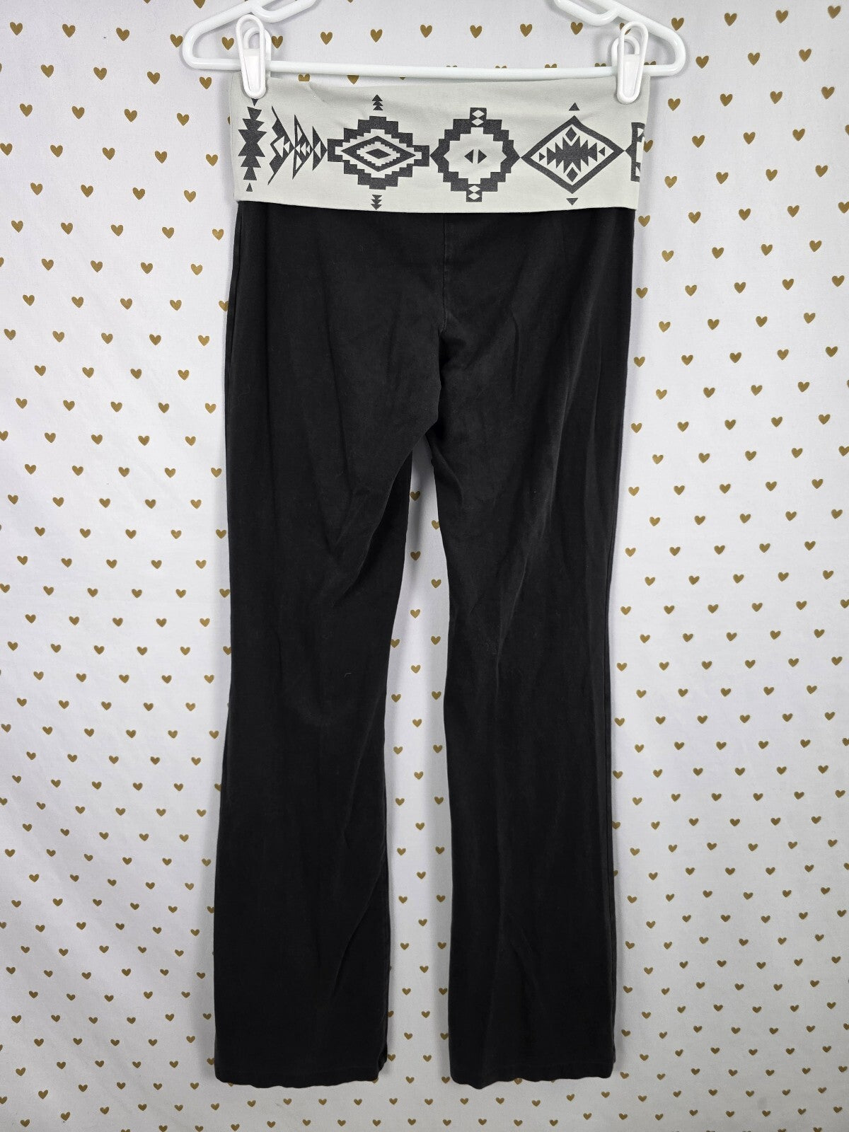 Victorias Secret PINK Bling Foldover Yoga Pants Aztec Geometric Flare Small