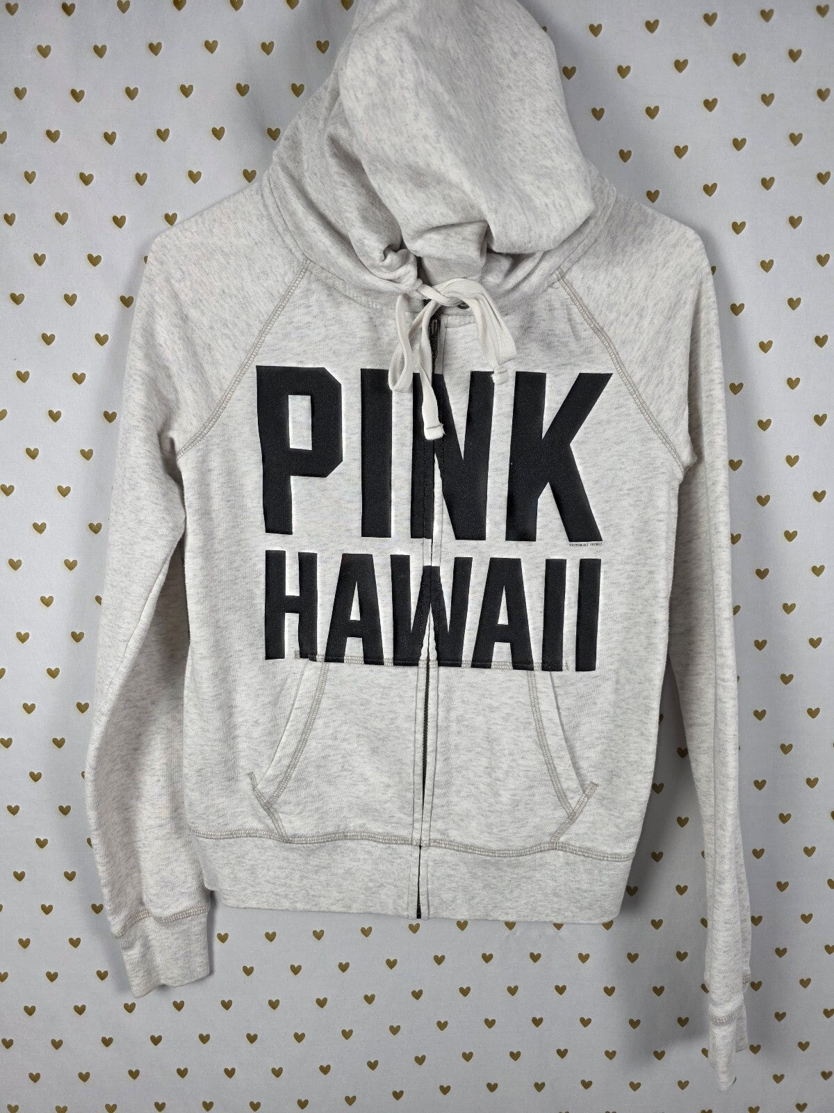 Victoria's Secret PINK Hawaii Hoodie XS Sequin Pineapple Full Zip Gray Rare