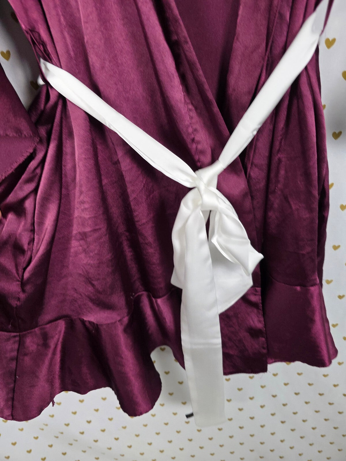 Victorias Secret Satin Silky Robe Purple Flutter Ruffled Medium Large