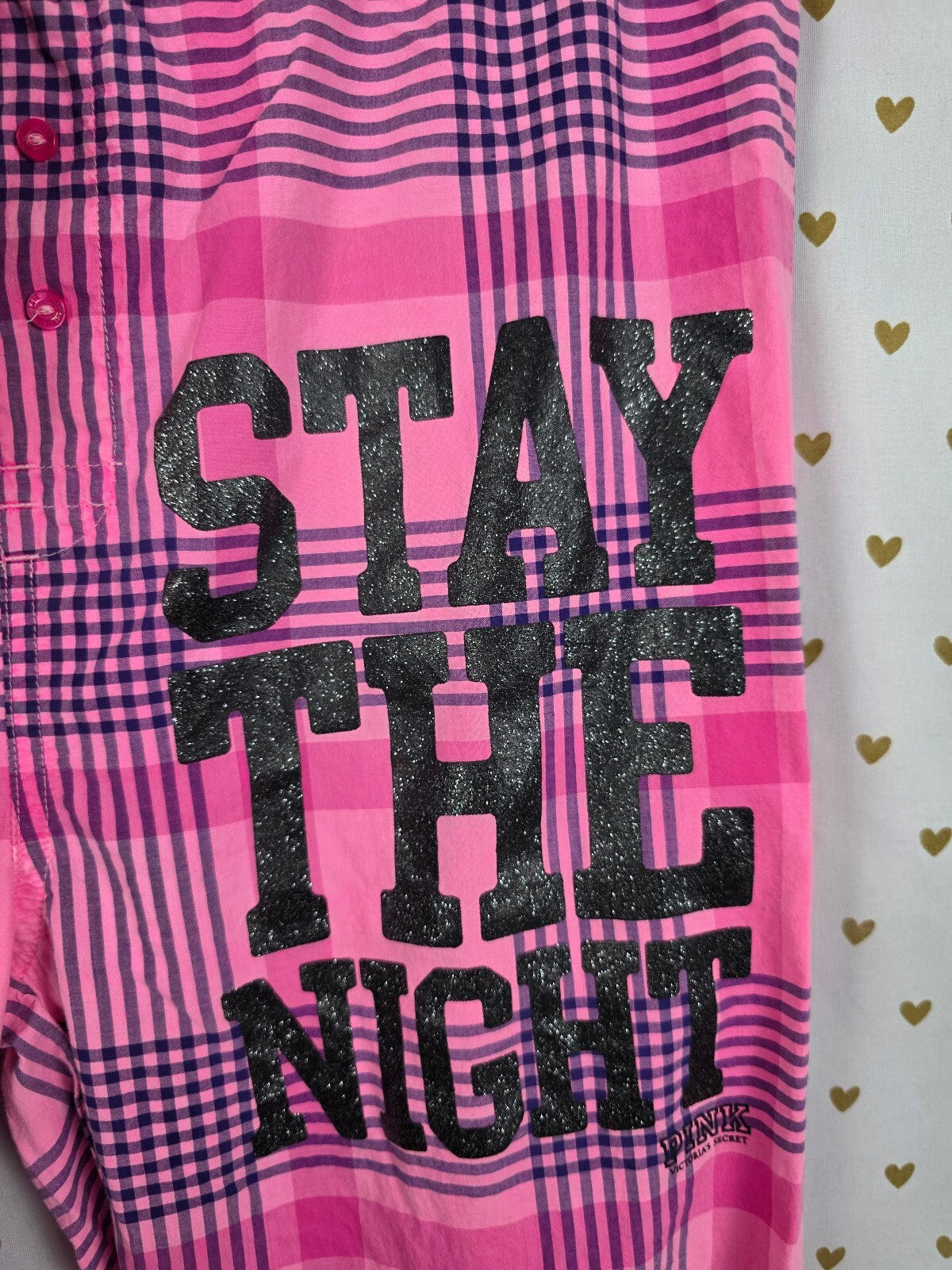 Victorias Secret  VINTAGE PINK PLAID STAY THE NIGHT Pants Pajama PJ Bottoms XS