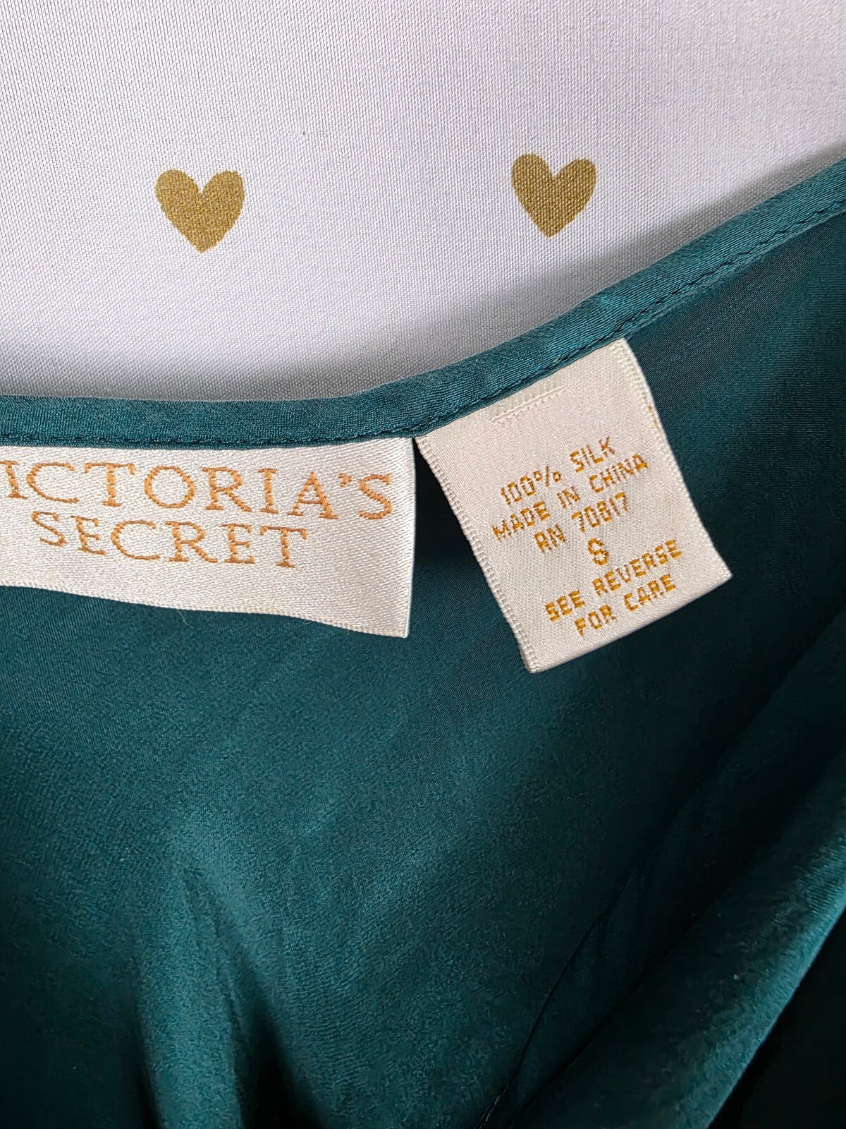 Victorias Secret Vintage Gold label 100% Silk Emerald Slip Dress Nightie Small
