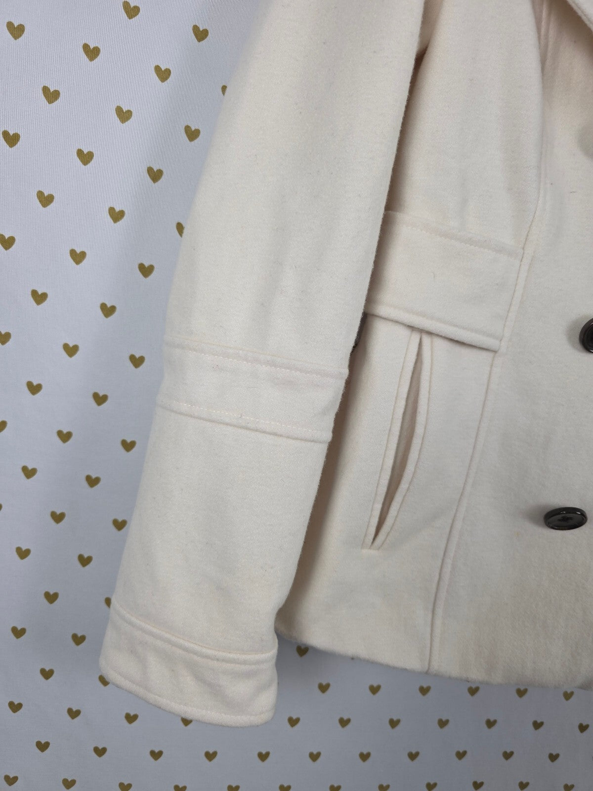 Victoria's Secret Ivory Wool Blend Pea Coat Double Breasted Jacket Size 2