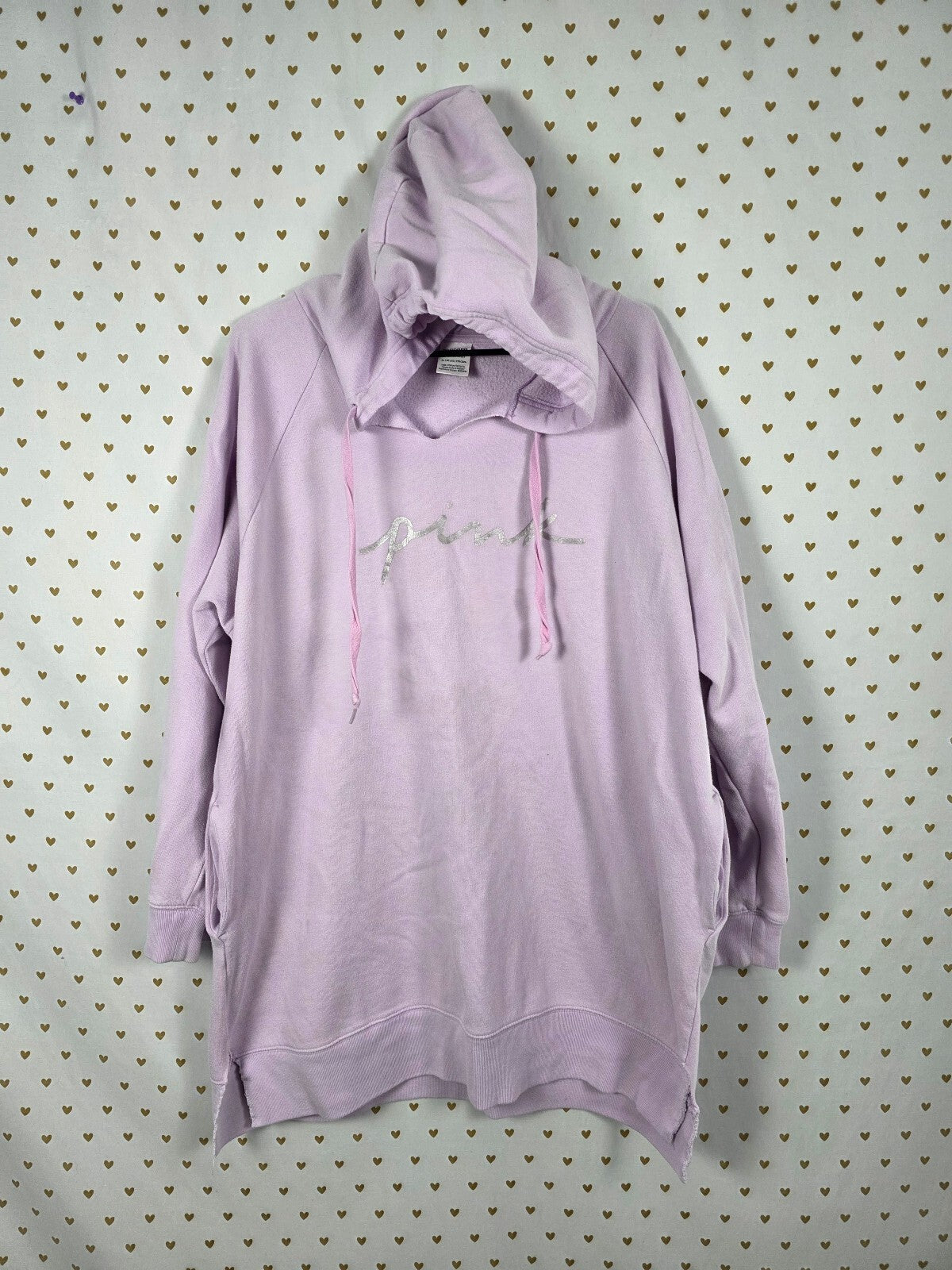 Victorias Secret Pink Purple Sweater Dress Logo Hooded Pullover Long Sleeve XL