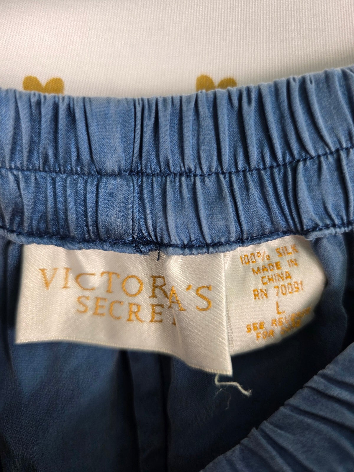 Vintage Victoria's Secret 100% Silk Blue Lounge Sleep Pants Pajama Bottoms Large