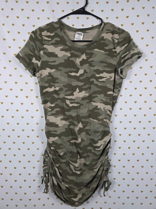 Victorias Secret PINK Cinched Camo Camouflage Adjustible Tee Shirt Dress MEDIUM