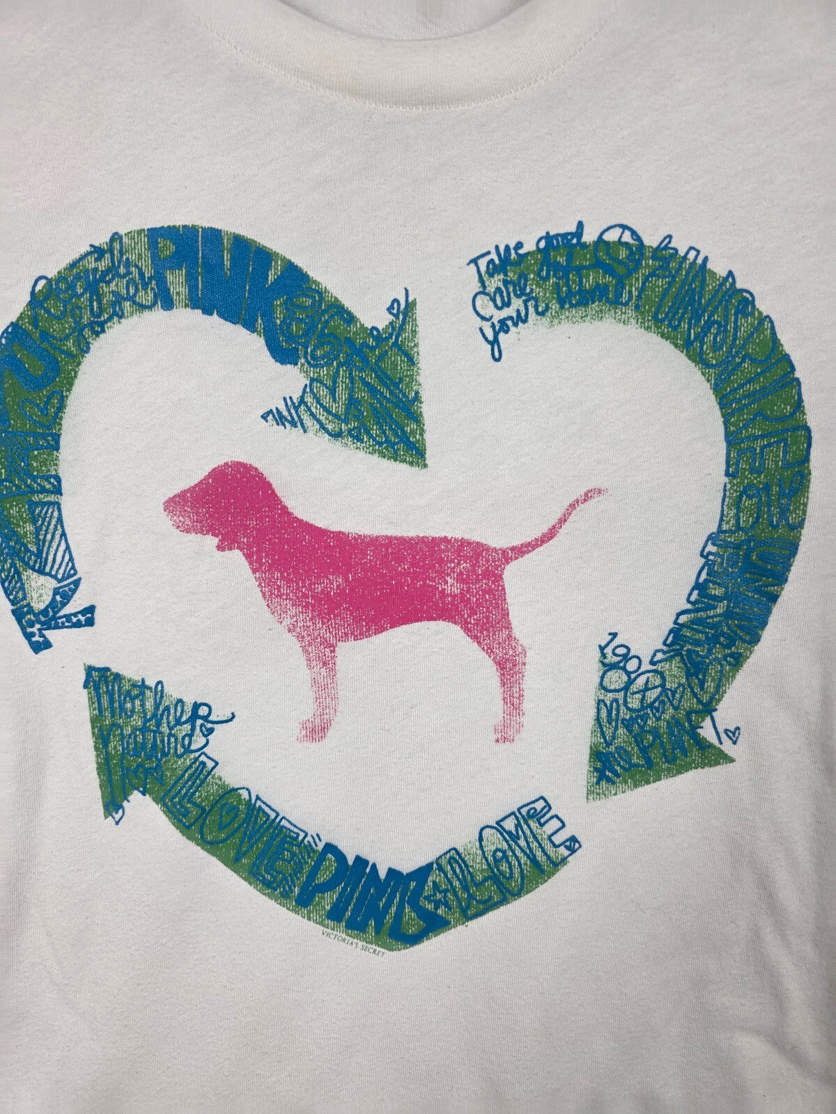 Victorias Secret PINK Vintage Dog RECYCLE Tee shirt Y2K LARGE
