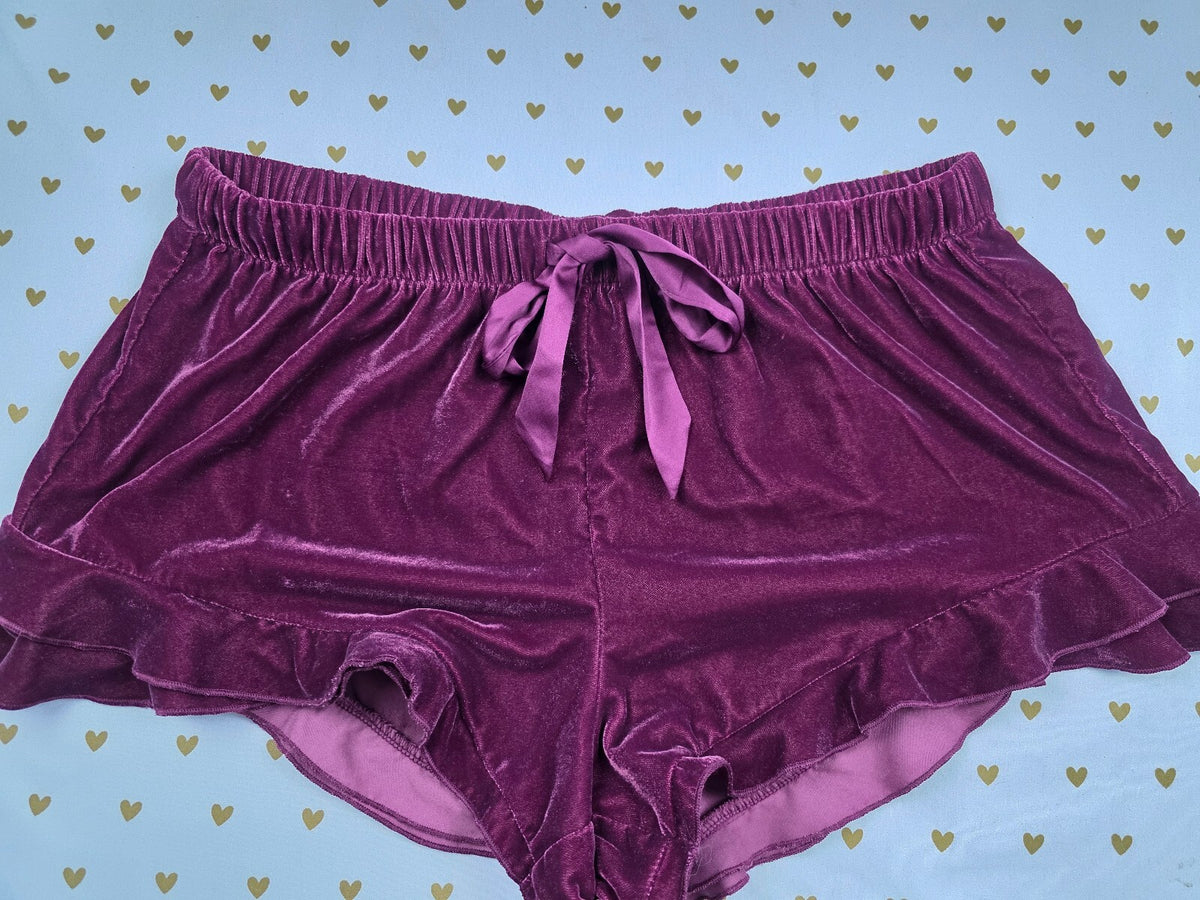 Victorias Secret Velvet Ruffle Large Sleep Shorts Boxers Pajama Bottoms
