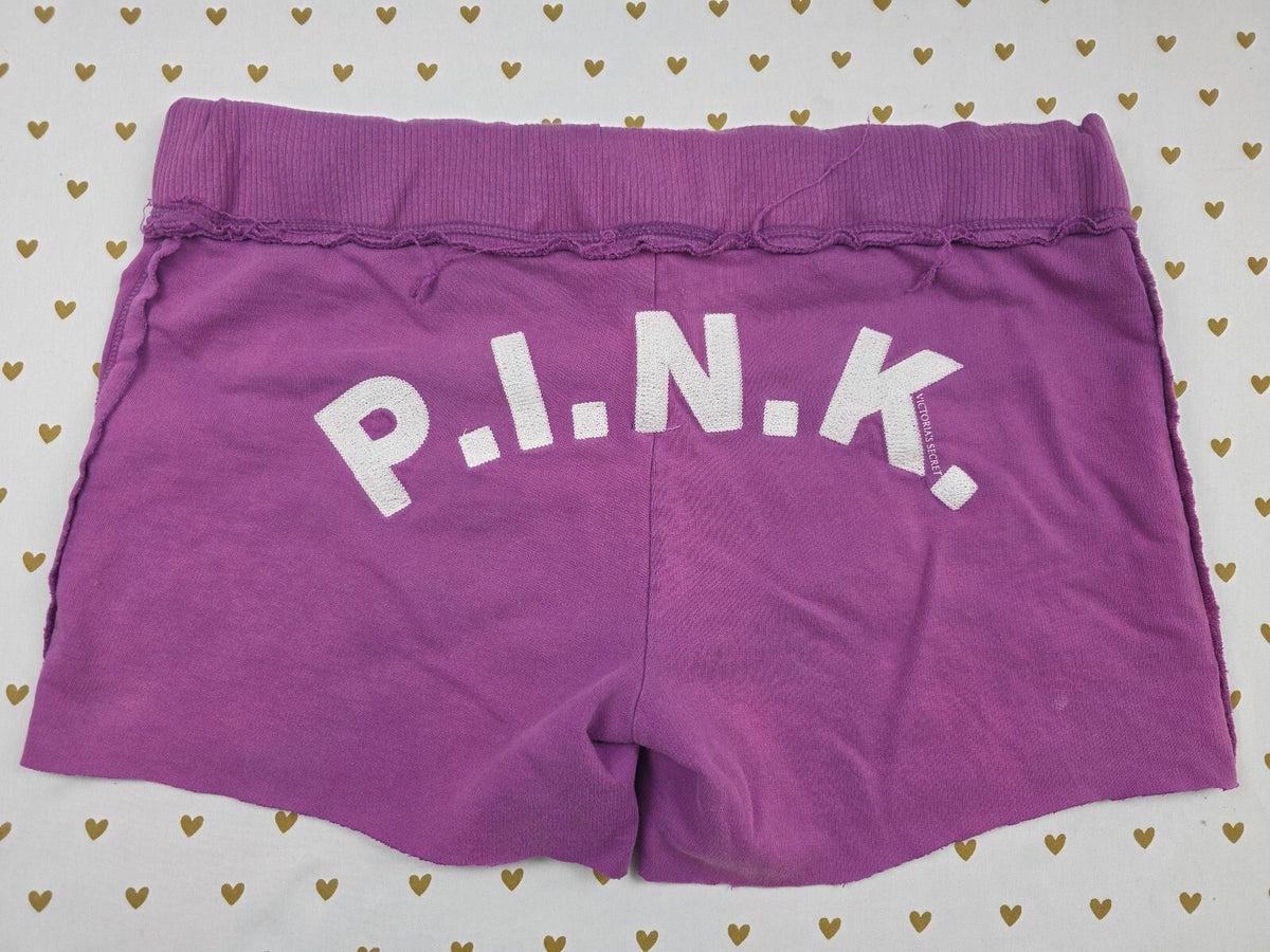 Victorias Secret PINK Vintage Purple Y2k Medium Flawed HTF Logo Shorts Medium 06