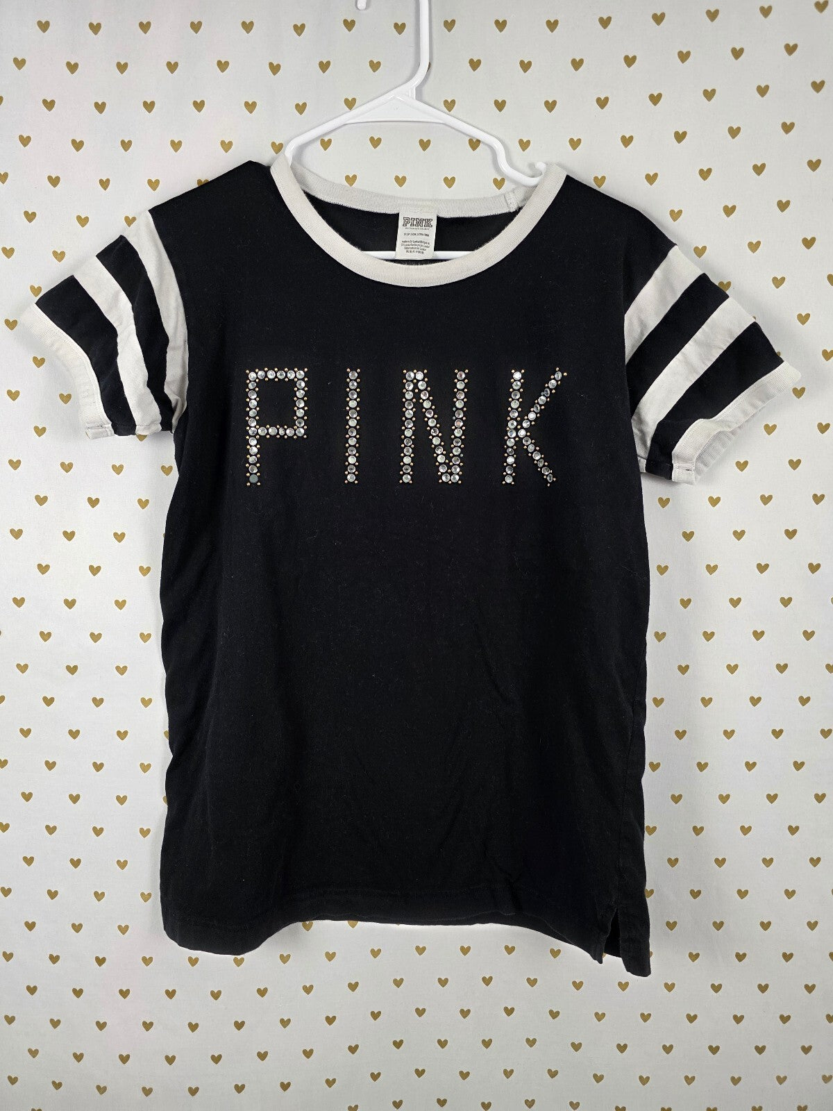 Victorias Secret PINK Studded Ringer Tee shirt Small