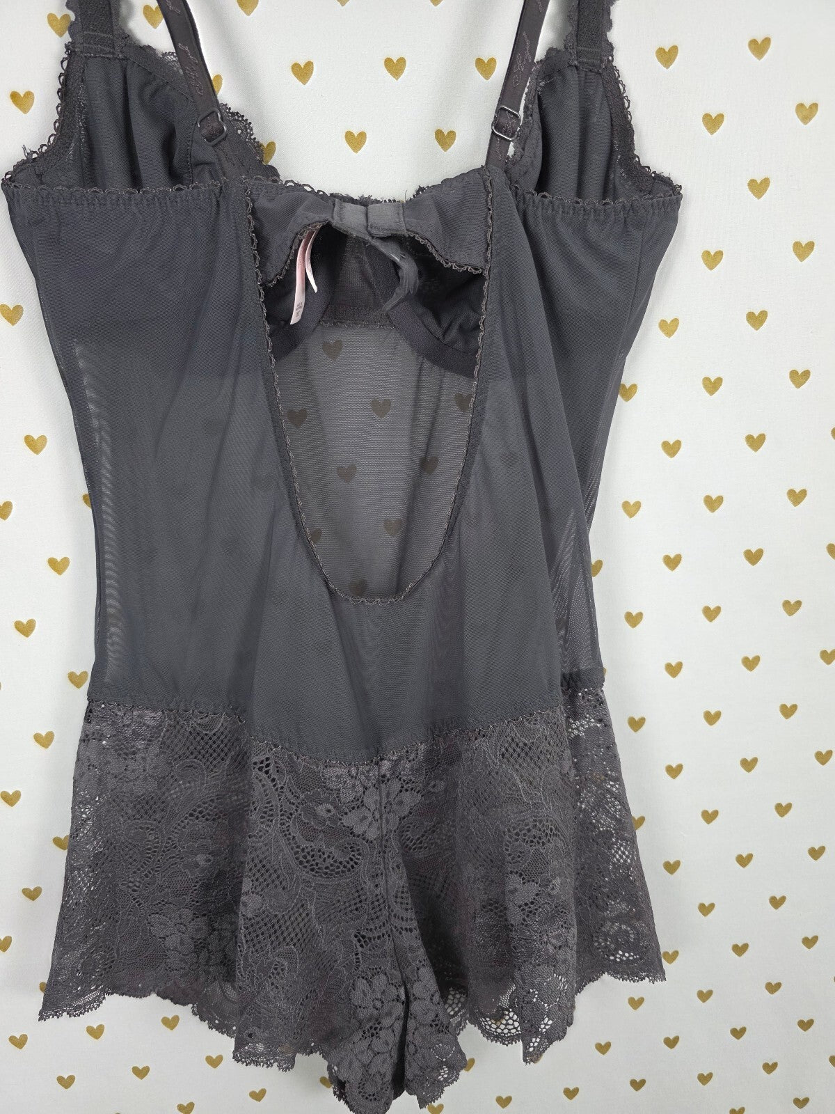 Victorias Secret Vintage Y2k Sheer Bodysuit Teddy Underwire One Piece ANGELS 36C