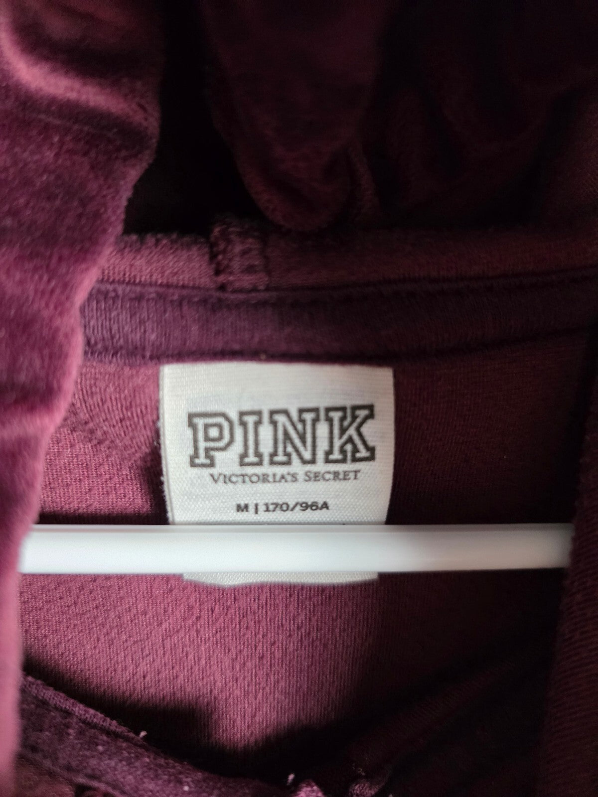 Victorias Secret Pink Velour Maroon Hoodie Jacket Sweats SET 2pc SMALL MED