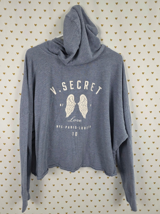 Victorias Secret Angels Blue Loose Thin Full Zip Hoodie Jacket Wings Blue L
