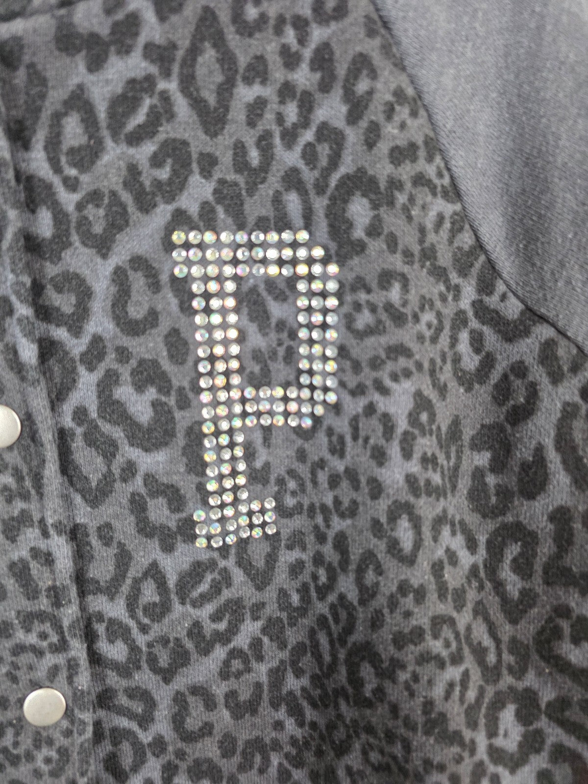 Victorias Secret Pink BLING CHEETAH LEOPARD Logo Varsity Bomber MEDIUM