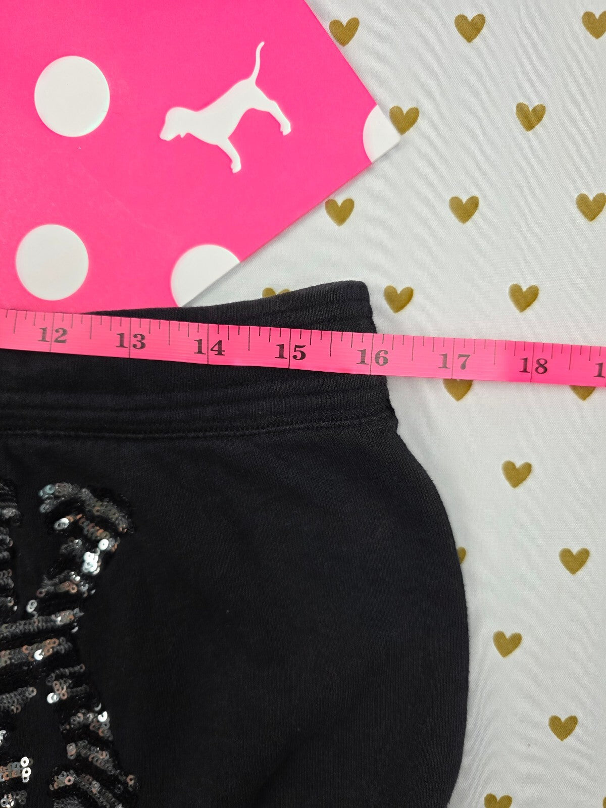 Victoria's Secret PINK Sequin Logo Shorts Black SMALL zebra Bling Lounge Y2K