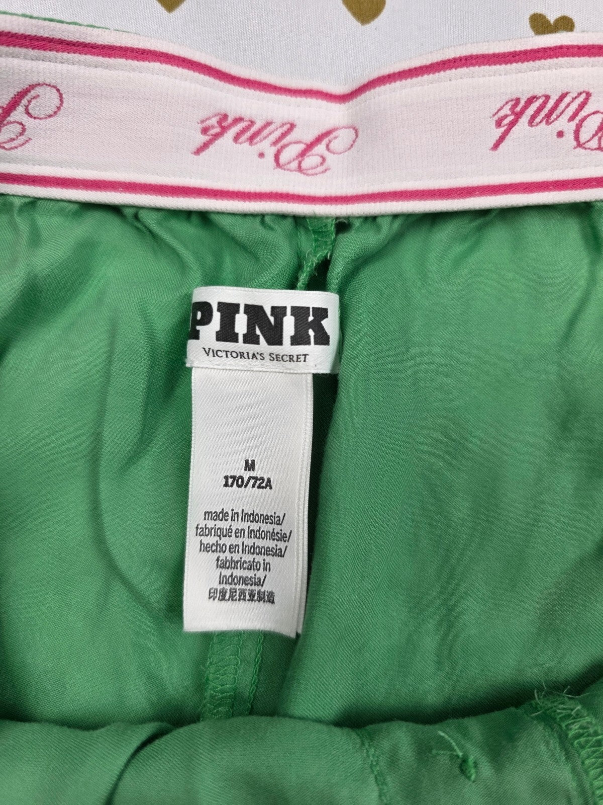 Victorias Secret PINK Silky Green Medium Sleep Shorts Boxers Pajama Bottoms
